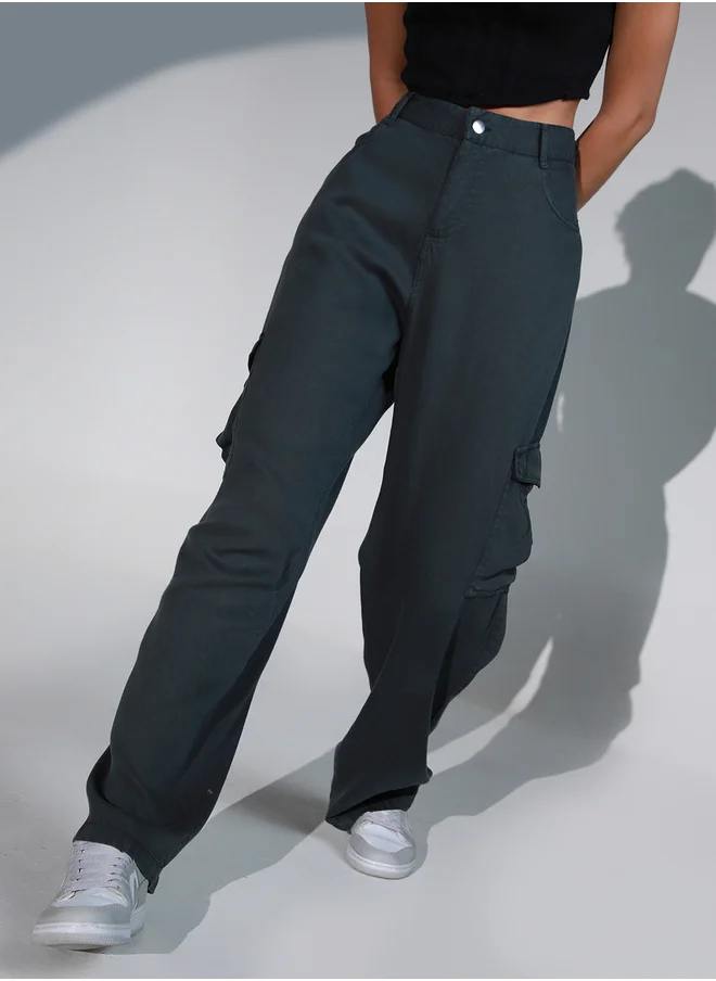 هوبرهولمي Hubberholme Solid High Rise Cargo Pants