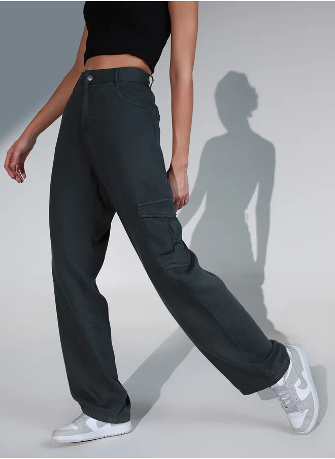 هوبرهولمي Hubberholme Solid High Rise Cargo Pants