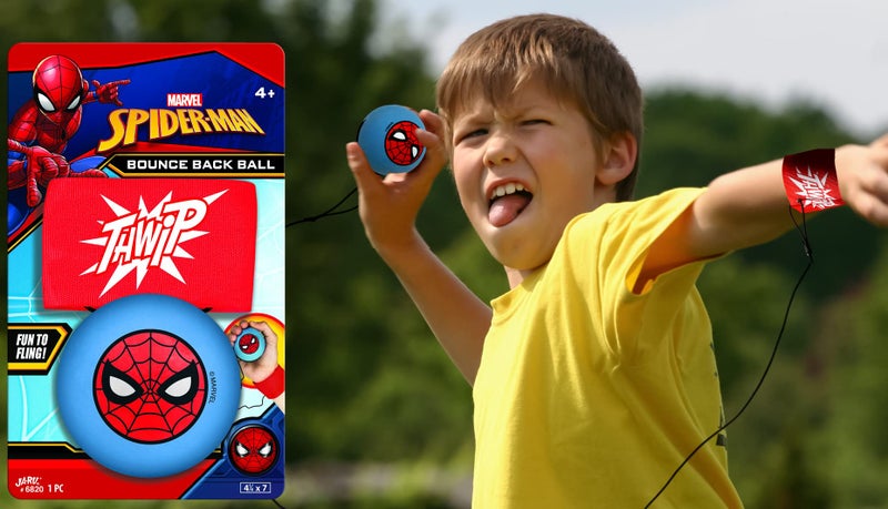 Ja-Ru JA-RU Marvel Spiderman Sports Wrist Bounce Back Balls (1Unit) Returning Bouncy Ball Toys  Foam String Attached Rebound. Stuffers Kids & Adults Fidget Stress Toy 6820-1 - Image 4