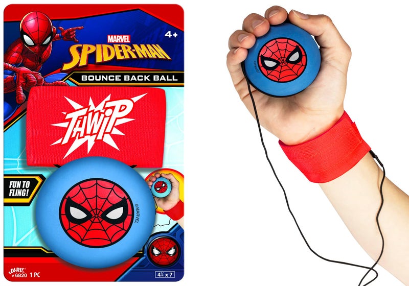 Ja-Ru JA-RU Marvel Spiderman Sports Wrist Bounce Back Balls (1Unit) Returning Bouncy Ball Toys  Foam String Attached Rebound. Stuffers Kids & Adults Fidget Stress Toy 6820-1 - Image 1