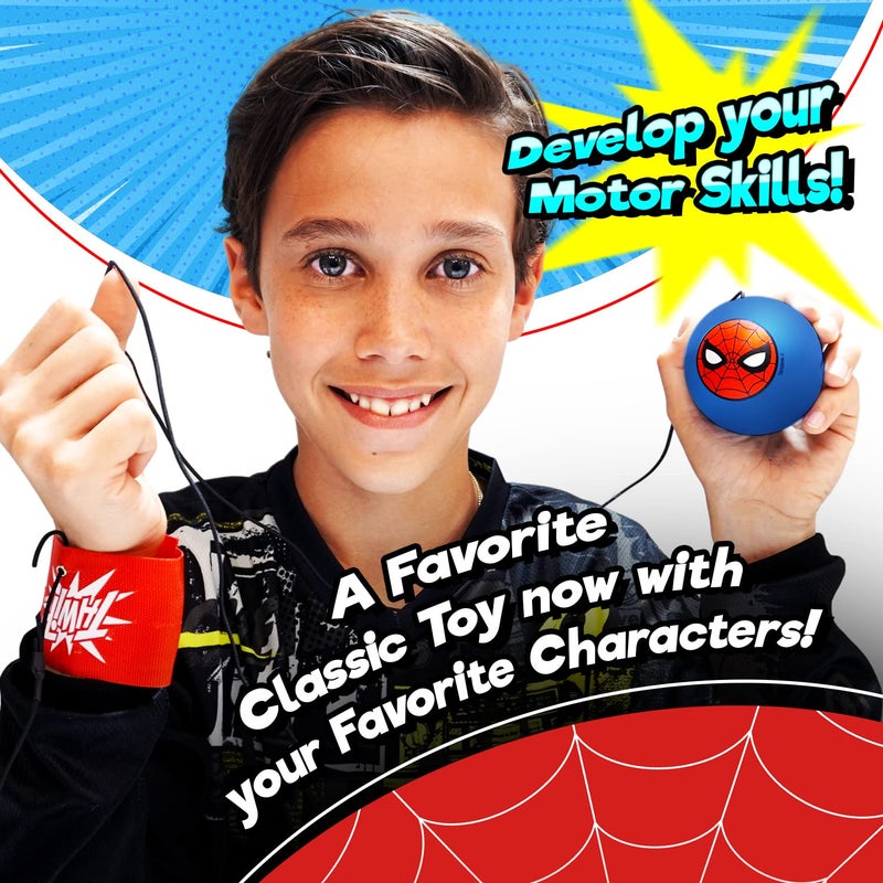 Ja-Ru JA-RU Marvel Spiderman Sports Wrist Bounce Back Balls (1Unit) Returning Bouncy Ball Toys  Foam String Attached Rebound. Stuffers Kids & Adults Fidget Stress Toy 6820-1 - Image 3