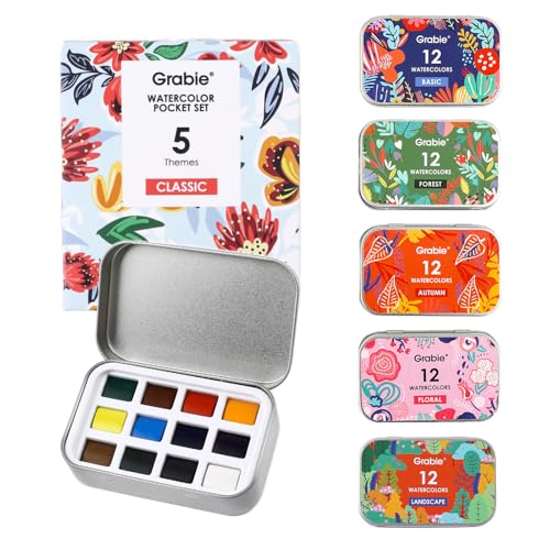 Grabie Pocket Watercolor Set,60 Colors Travel Watercolor Paint Bulk, Art Supplies for Painting, Great Watercolor Set for Artists, Amateur Hobbyists and Painting - Image 1