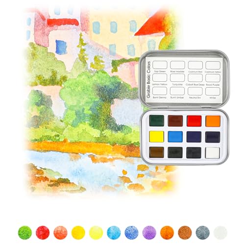 Grabie Pocket Watercolor Set,60 Colors Travel Watercolor Paint Bulk, Art Supplies for Painting, Great Watercolor Set for Artists, Amateur Hobbyists and Painting - Image 4