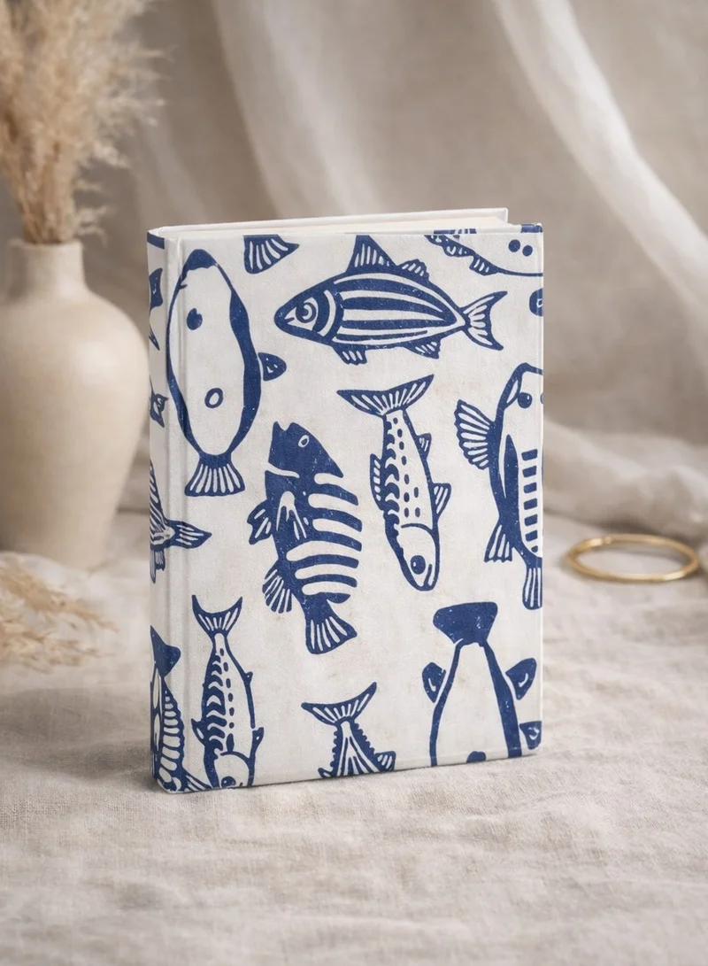 Tohfa Luxe Tohfa Luxe Fish Handmade Block Printed Diary – Sustainable Bamboo Paper Journal, Eco-Friendly, Handcrafted (17 × 12 cm)