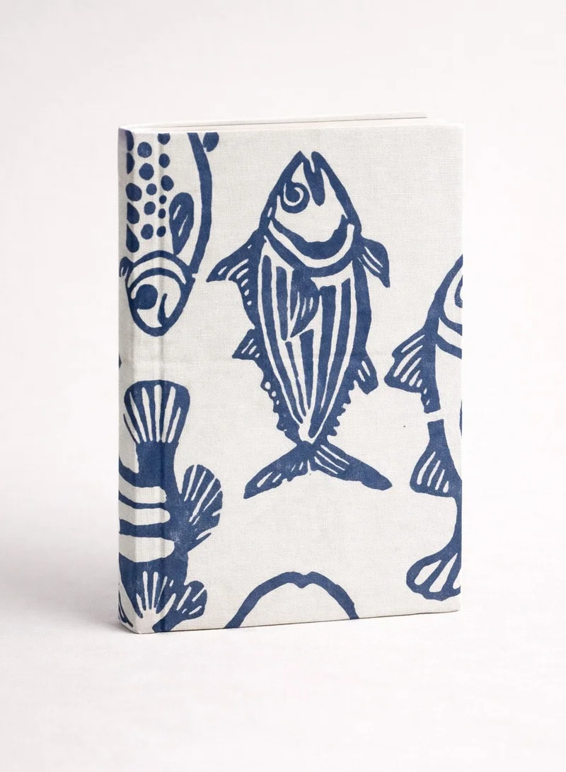 Tohfa Luxe Tohfa Luxe Fish Handmade Block Printed Diary – Sustainable Bamboo Paper Journal, Eco-Friendly, Handcrafted (17 × 12 cm)