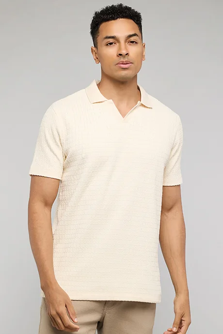 R&b Textured Polo T-Shirt with Short Sleeves
