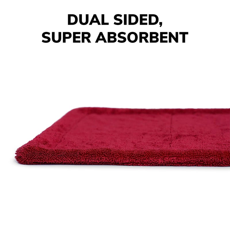 ShineXPro Microfiber Cloth for Car - Big Daddy 1500 GSM Large (60x40 CM) Twisted Loop Car Cleaning Cloth - Edgeless Design with Plush Pile and Lint Free Cloth for Drying and Detailing (Red) - Image 3