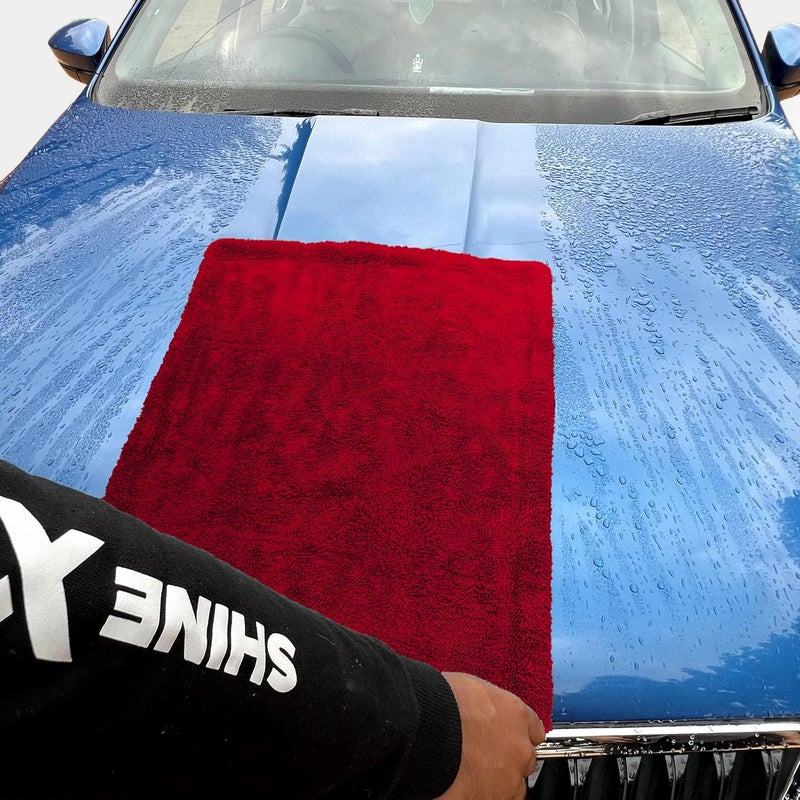 ShineXPro Microfiber Cloth for Car - Big Daddy 1500 GSM Large (60x40 CM) Twisted Loop Car Cleaning Cloth - Edgeless Design with Plush Pile and Lint Free Cloth for Drying and Detailing (Red) - Image 5