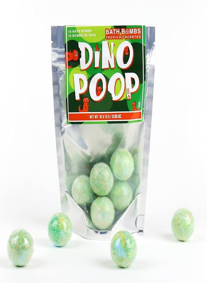 Gift Republic Dinosaur Poop Bath Bombs Tropical Scented Mini Green Bath Bombs for Kids Fun Bathtime Fizzies 10 Pack for Boys Girls Pampering Gift Set - Image 2