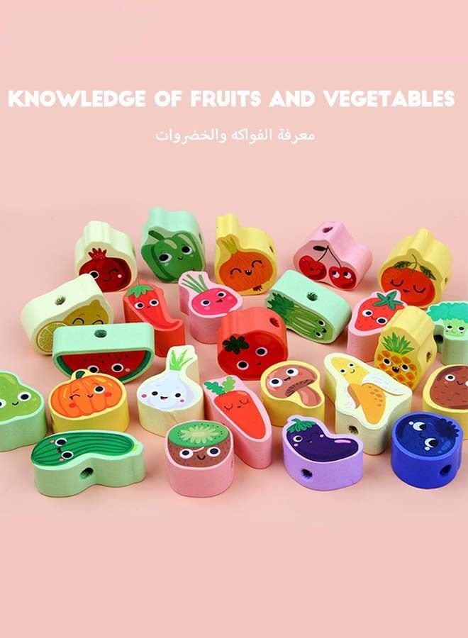 DURKU Wooden Lacing Beads Toy Set with Storage Box - Educational Game for Parent-Child Interaction and Art Creativity Skills Development - Ideal for Multiple Themes - 95 Pieces - Image 4