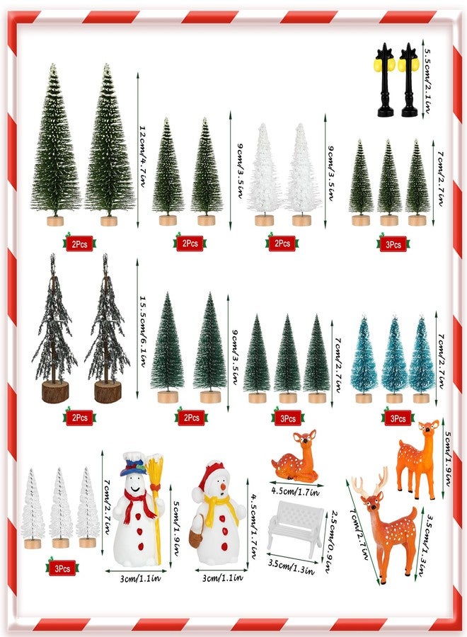 ONESING 30 Pcs Christmas Accessories - Bottle Brush Trees, Bench, Pathway Light, Miniature Village Sets for Home Indoor Holiday Party Decorations - Image 2