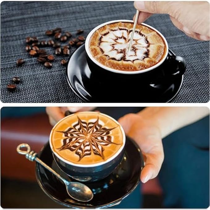 quxup Milk Frothing Pitcher 12Oz350Ml Stainless Steel Espresso Steaming Pitcher Coffee Milk Frother Cup With Decorating Art Pen For Espresso Machine Milk Frother Black - Image 3