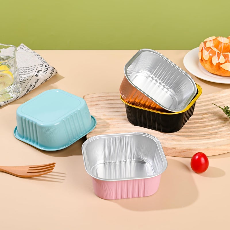 Findful 10oz Mini Cake Pans with Lids (40 Pack) Aluminum Foil Square Cupcake Liners Brownie Baking Cups,Disposable 4â€x4â€ Large Cupcake Pan,Jumbo Muffin Tin Ramekins Holders - Image 4