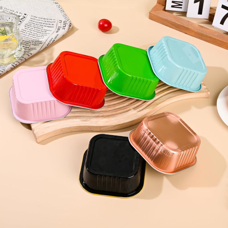 Findful 10oz Mini Cake Pans with Lids (40 Pack) Aluminum Foil Square Cupcake Liners Brownie Baking Cups,Disposable 4â€x4â€ Large Cupcake Pan,Jumbo Muffin Tin Ramekins Holders - Image 5