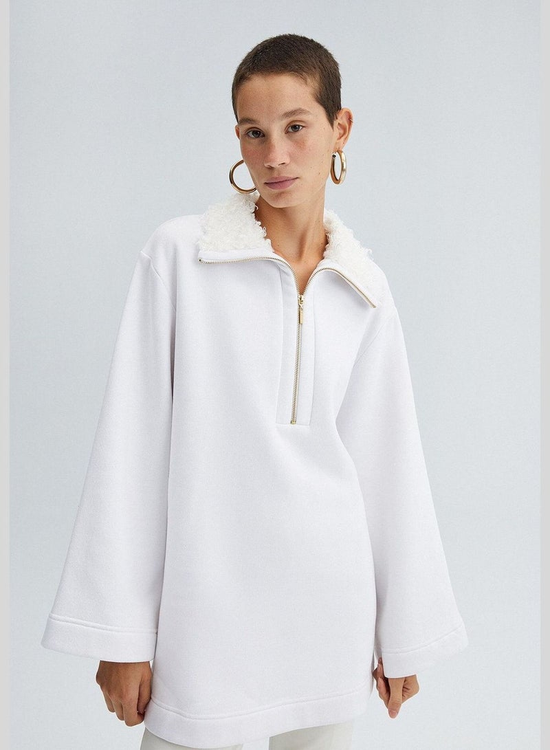 توتشي سويت شيرت بياقة من الفرو الصناعي - Image 1