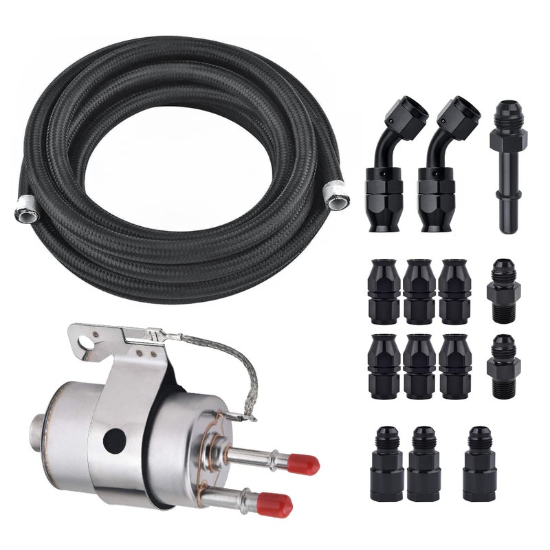 فلتر وقود من EVIL ENERGY LS Swap مع منظم ضغط 58PSI ومجموعة خرطوم وقود PTFE EFI 6AN