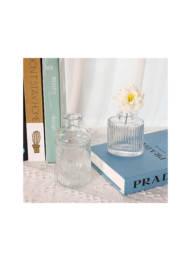 The Bros Set of 5 Bud Vases, Small Vase for Flowers, Glass Vase for Home Decor, Wedding Decorations, Clear Flower Vases for Centerpieces, Vintage Vase for Home Decor - Image 5