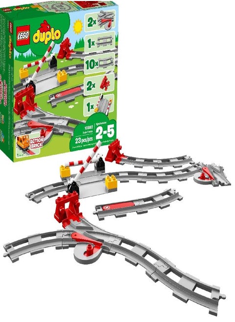 LEGO DUPLO Town Train Tracks Expansion Set 10882 - Building Block Railway Toys for Toddlers, Duplo Train Collection, Learning Through Play, Kid-Friendly Gifts for Boys and Girls Ages 2-5