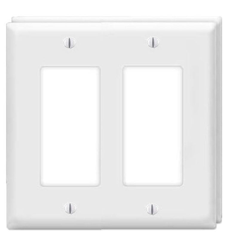 ZEFTV Decorator Wall Plates 2-Gang Switch Outlet Electrical Cover Plate Unbreakable Thermoplastic Faceplate for Light Receptacle Outlet Switch, White (2 Pack) - Image 1