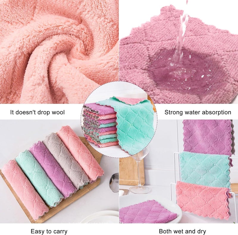 MISSJOJIAY 32 Pack Cleaning Cloth Kitchen Cloth, Dish Towels Super Absorbent Coral Velvet Dishtowels, Microfiber Premium Soft Tea Towels, Quick Dry Rags, Multipurpose Reusable Washcloths, Non-Stick Oil Cloths. - Image 2