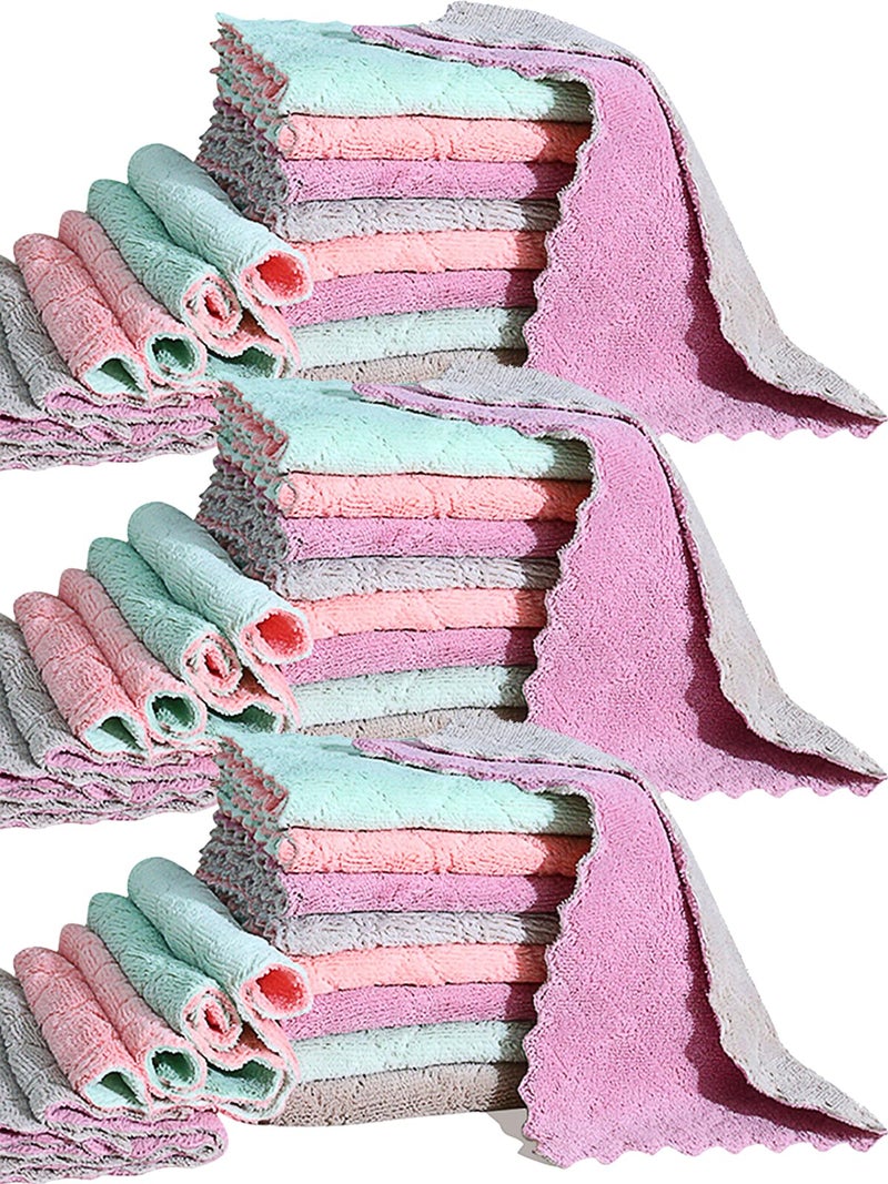 MISSJOJIAY 32 Pack Cleaning Cloth Kitchen Cloth, Dish Towels Super Absorbent Coral Velvet Dishtowels, Microfiber Premium Soft Tea Towels, Quick Dry Rags, Multipurpose Reusable Washcloths, Non-Stick Oil Cloths. - Image 1