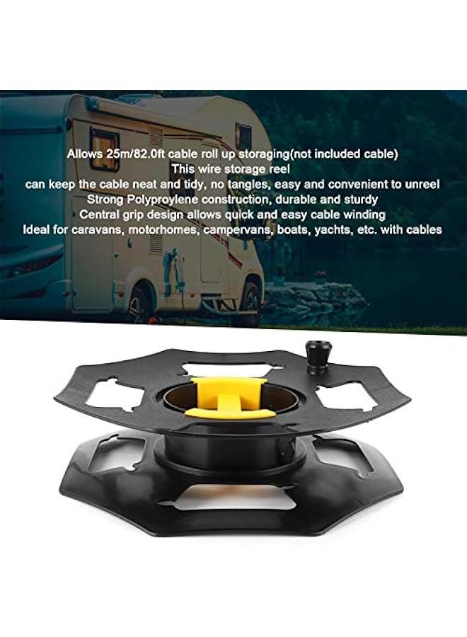 Heavy Duty Black & Yellow Cable Tidy Reel 25m, and Camping Electric Hook Up Cable Wire Storage, Home Tidy Holder Organiser Cord Storage Wheel  - Image 2