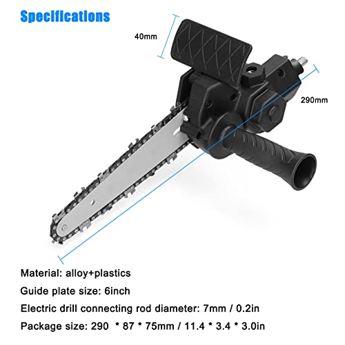 Sunydog Electric Chainsaw Attachment, 6 Inch Electric Drill Attachment, Woodworking Cutting Tool Accessories for Wood Cutting Tree Trimming, Household Garden Use, for 6-13mm 3-jaw Collet Drill - Image 5