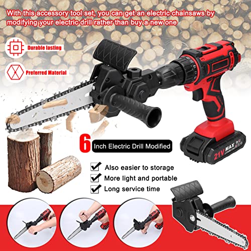 Sunydog Electric Chainsaw Attachment, 6 Inch Electric Drill Attachment, Woodworking Cutting Tool Accessories for Wood Cutting Tree Trimming, Household Garden Use, for 6-13mm 3-jaw Collet Drill - Image 2