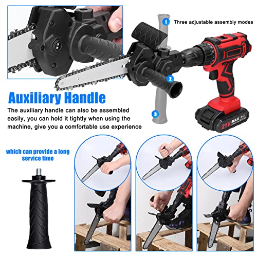 Sunydog Electric Chainsaw Attachment, 6 Inch Electric Drill Attachment, Woodworking Cutting Tool Accessories for Wood Cutting Tree Trimming, Household Garden Use, for 6-13mm 3-jaw Collet Drill - Image 4