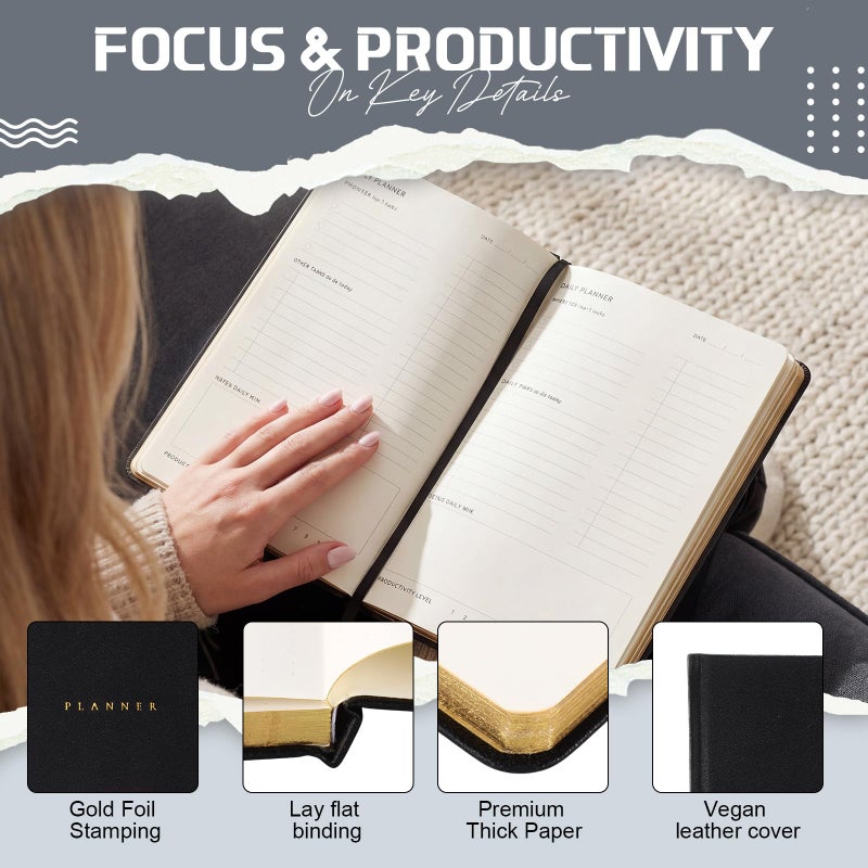 Jaloro Productivity 2026 Planner Undated Daily Weekly Monthly Time Management & Organization Goal Achievement for Professionals & Students Workers(Black) - Image 5