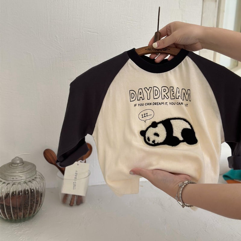 Cotton New Children'S T-Shirt Boy'S Long Sleeve Cartoon Pic Cartoon Girl'S Baby'S Base Color-Matching Top - Image 1