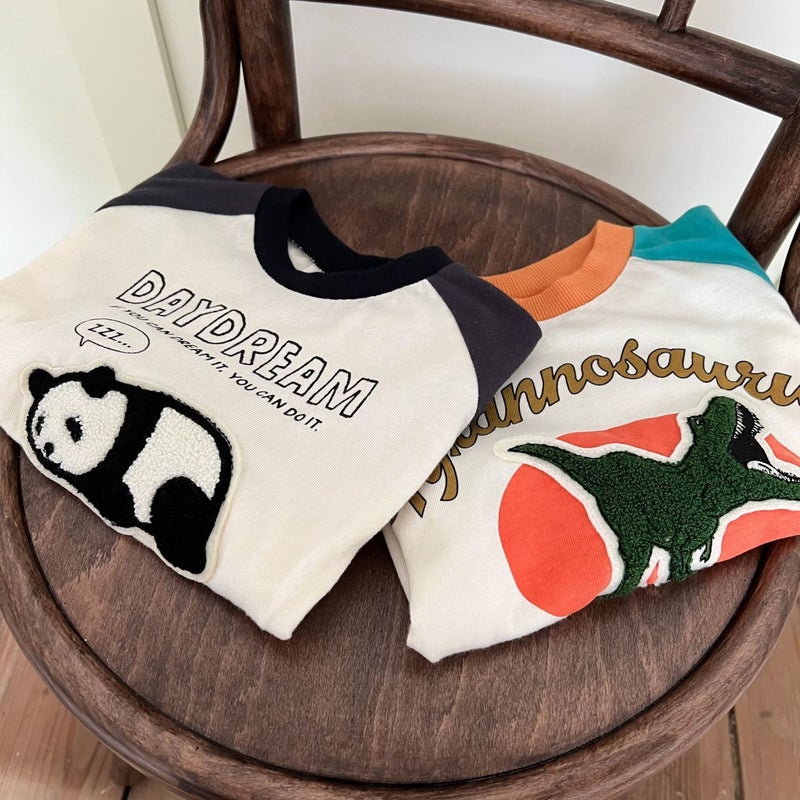 Cotton New Children'S T-Shirt Boy'S Long Sleeve Cartoon Pic Cartoon Girl'S Baby'S Base Color-Matching Top - Image 4