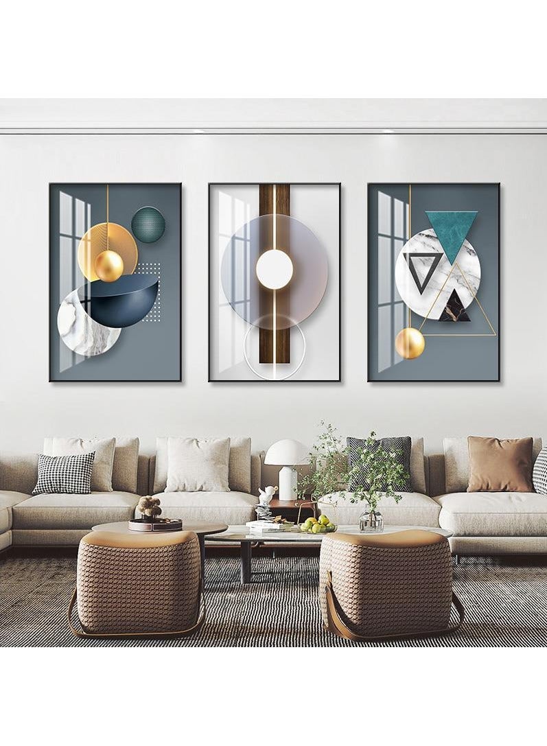 ARS Abstract Painting Print of 3PCS Wall Art Bright Style Minimalist Decor Modern Abstract Canvas Prints Poster Picture Framed Paintings Decorations