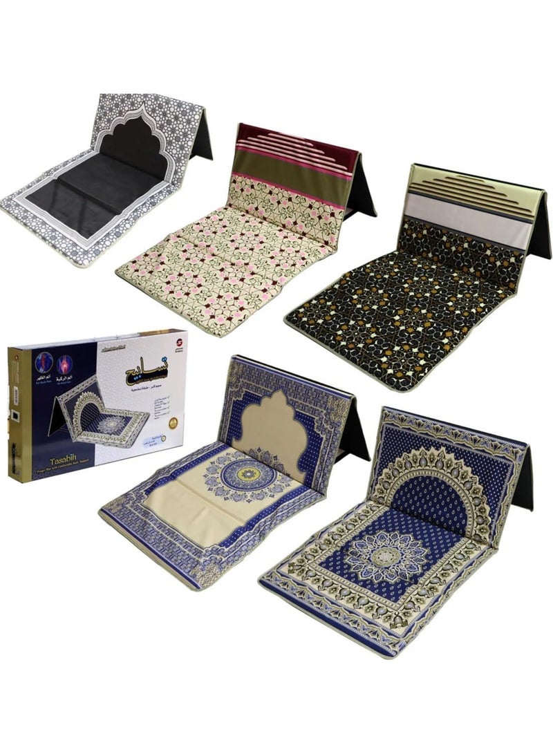 Sundus Tasabeeh Prayer Mat with Back Support & Back Rest - Black - Image 4