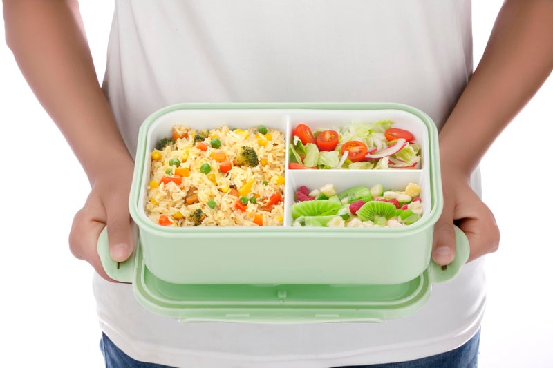 ATTRO Carbon Lunch Box with 3 Compartment, Stylish lid & 2 Spoons Made with Heavy Plastic BPA Free Food Grade Perfect for School Kids, College & Outdoor 1100ml - Assorted - Image 2