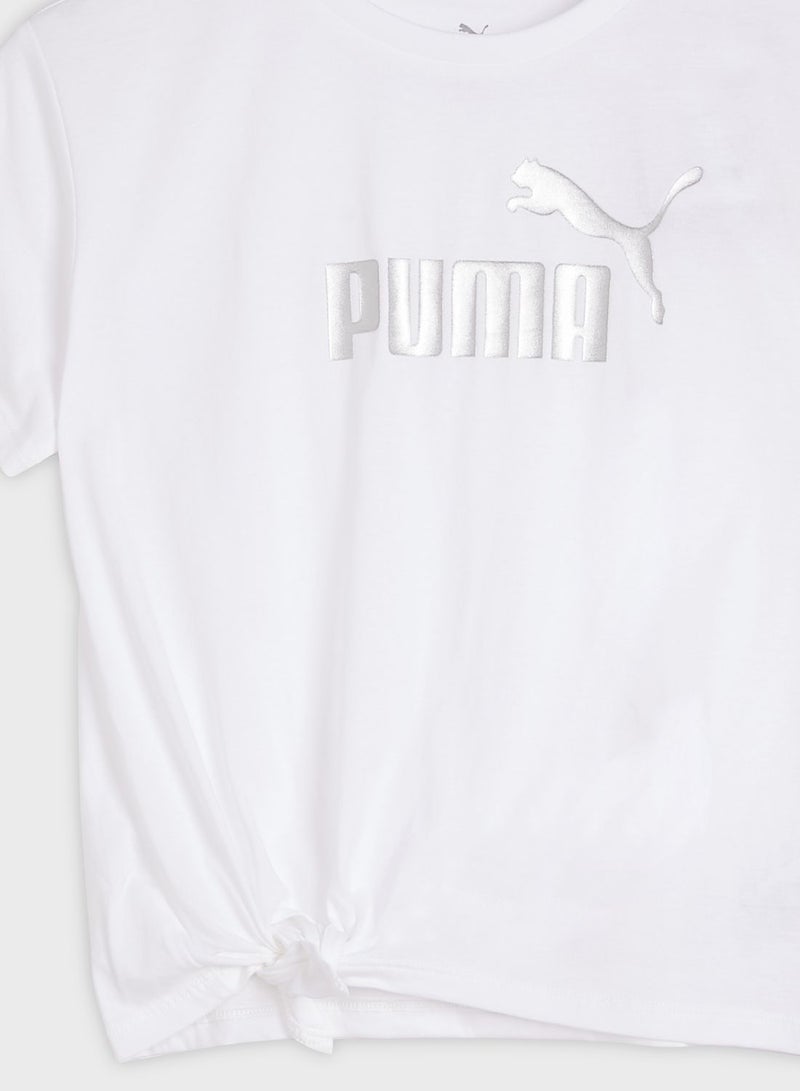 PUMA Youth Essential Logo Knotted T-Shirt - Image 3