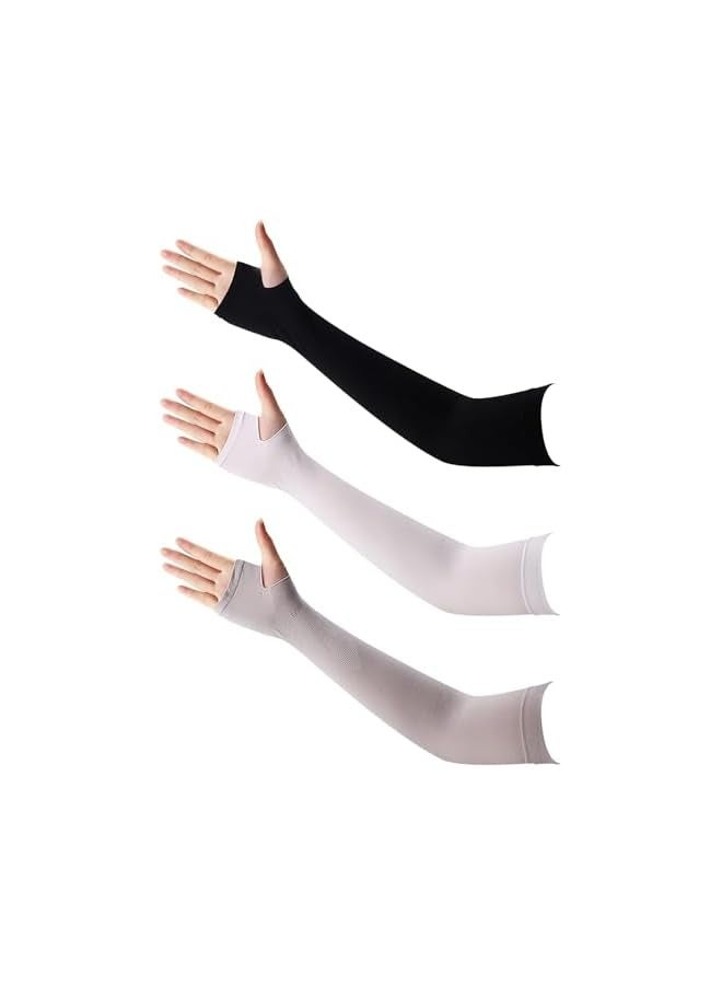 PROMASS Arm Sleeve UV Protection Cooling Breathable Arm Sleeve, 3 Pair Sun Protective Moisture Wicking Gloves with Finger Hole to Cover Arms for Cycling,Driving,Outdoor Sports for Men & Women - Image 1