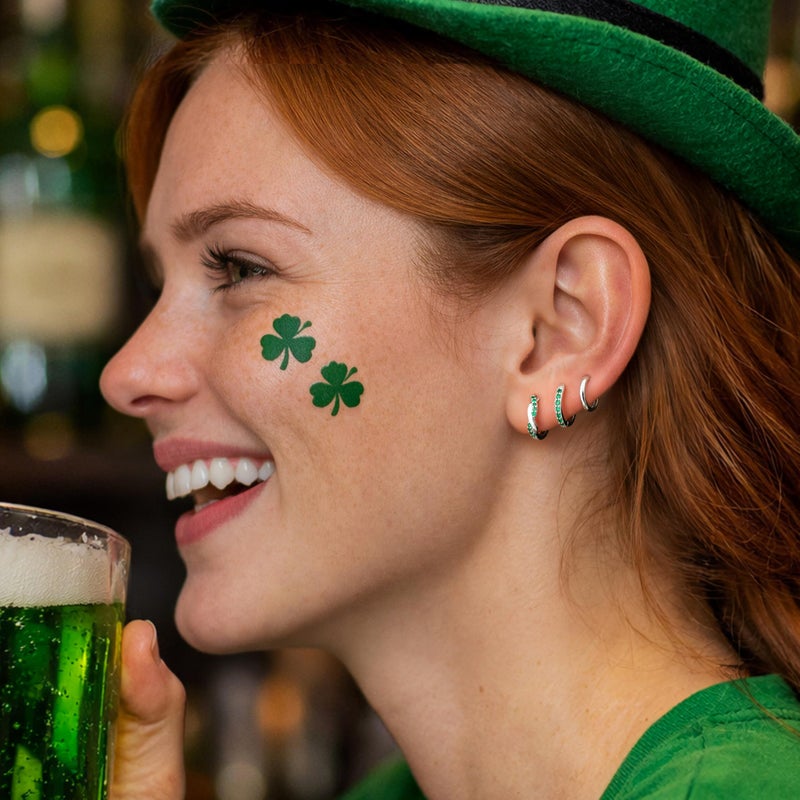 Inerney St Patricks Day Huggie Hoop Earrings for Women, Small Green 925 Sterling Silver Earrings, Hypoallergenic Lightweight Emerald Irish Holiday Jewelry - Image 3