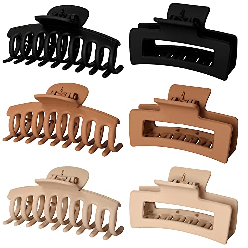 Vsiopy 6pcs Medium Large Matte Square Claw Hair Clips for Women: Versatile Styling for Thick & Thin Hair - Image 1