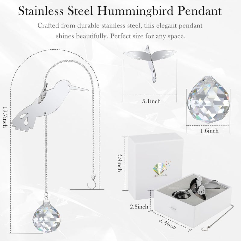 Mooncraftlogy Hummingbird Memorial Gifts for Loss of Loved One, Unique Sympathy Gift Idea Clear Crystal Window Suncatcher, Rainbow Bereavement Grief Gift Box for Loss of Mom Dad Husband Son Daughter - Image 2
