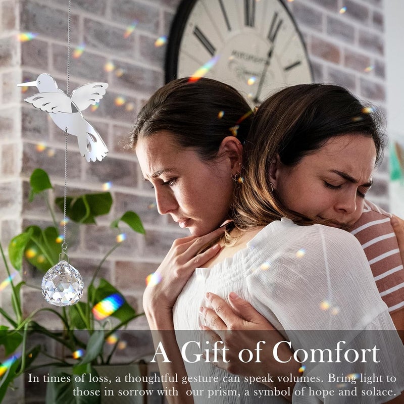 Mooncraftlogy Hummingbird Memorial Gifts for Loss of Loved One, Unique Sympathy Gift Idea Clear Crystal Window Suncatcher, Rainbow Bereavement Grief Gift Box for Loss of Mom Dad Husband Son Daughter - Image 3