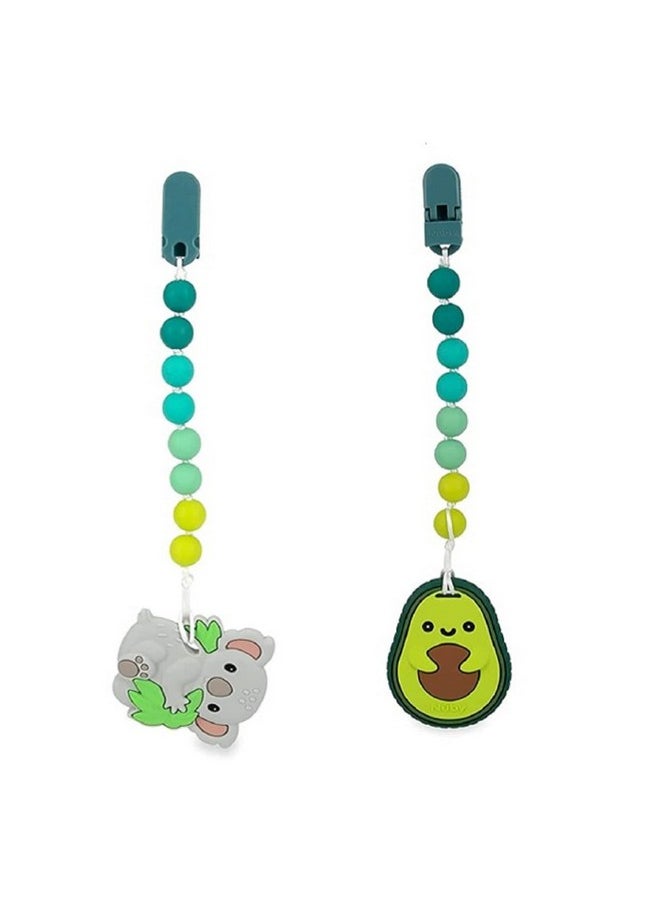 Nuby Nuby All Silicone Teether with Bonus Silicone Pacifinder with Clip - 3+ Months, 2pk (Koala/Avocado) 