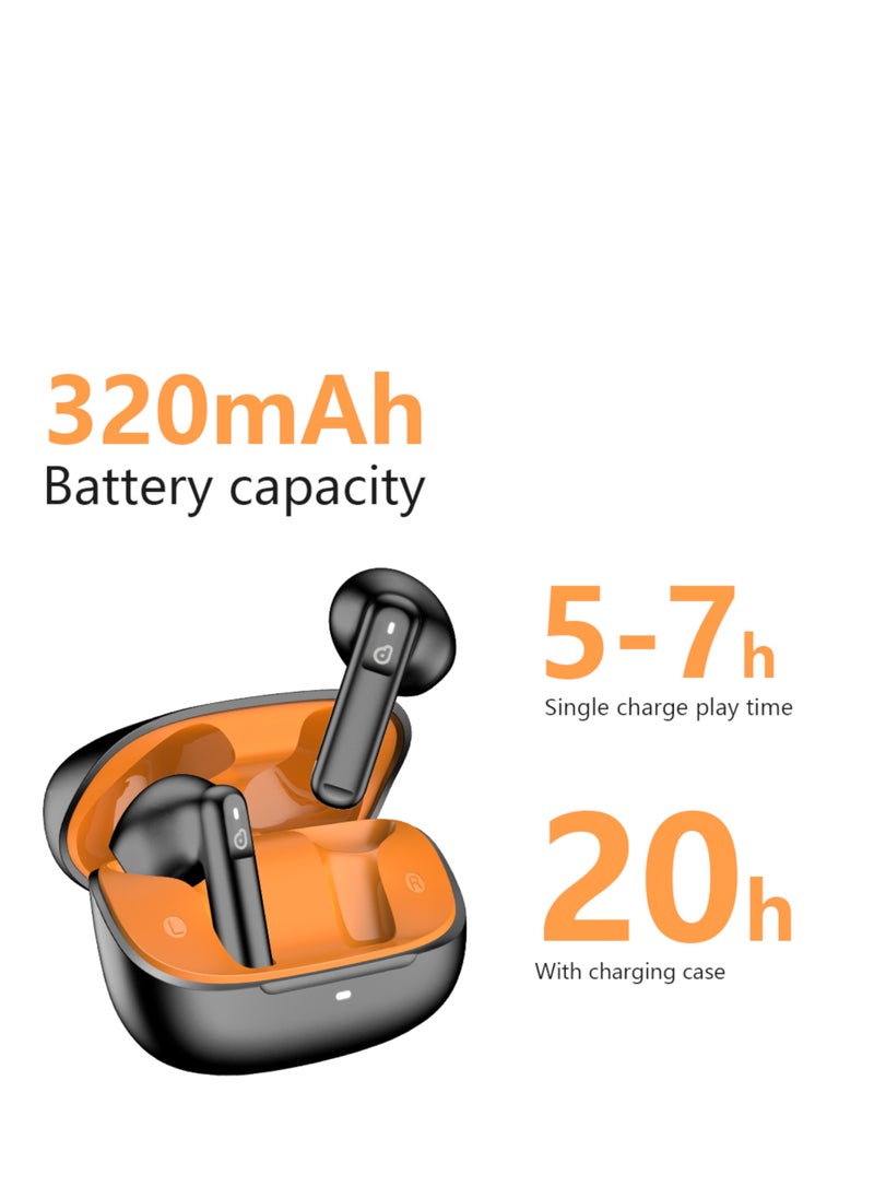 Dawlink Wireless Earbuds with Noise Cancellation, Quad Mics, ENC Technology, Bluetooth TWS Earphones for Android & iPhone