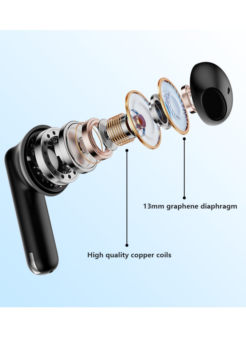 Dawlink Wireless Earbuds with Noise Cancellation, Quad Mics, ENC Technology, Bluetooth TWS Earphones for Android & iPhone