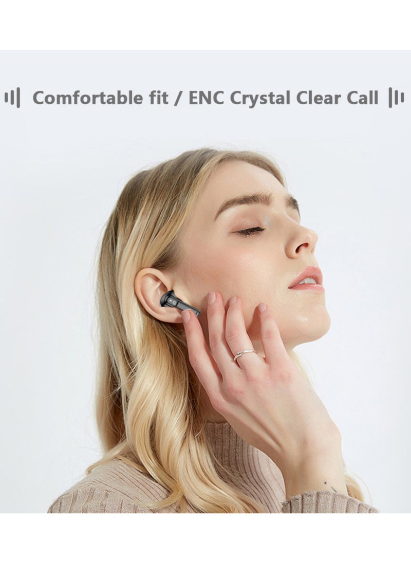 Dawlink Wireless Earbuds with Noise Cancellation, Quad Mics, ENC Technology, Bluetooth TWS Earphones for Android & iPhone