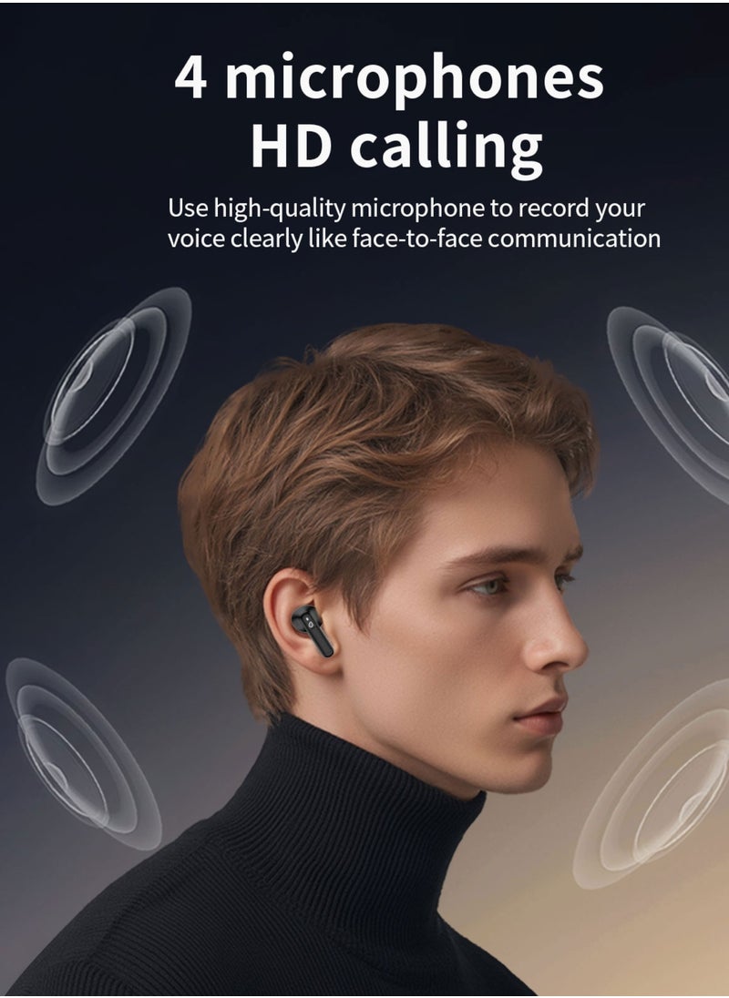 Dawlink Wireless Earbuds with Noise Cancellation, Quad Mics, ENC Technology, Bluetooth TWS Earphones for Android & iPhone