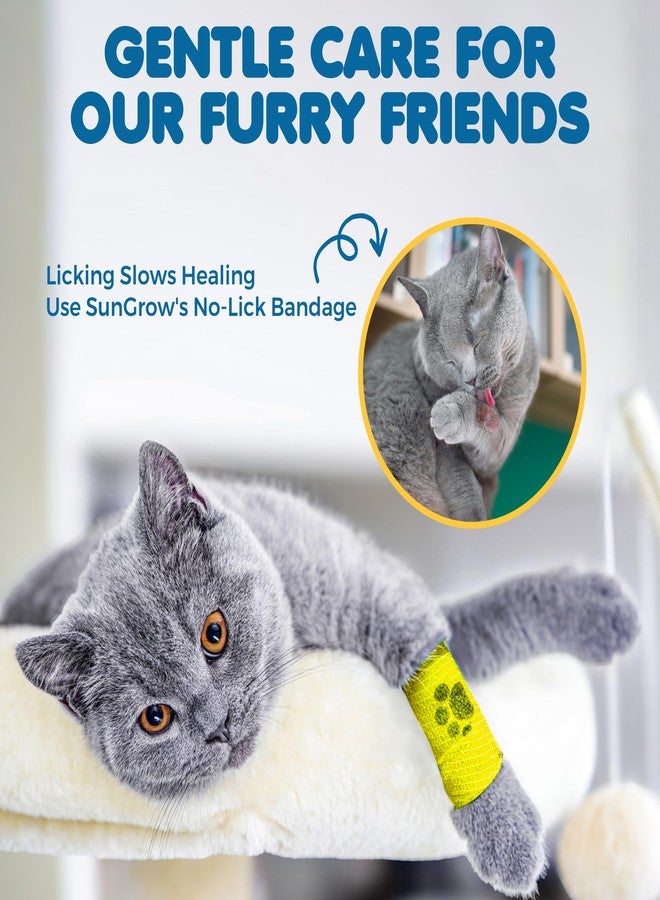 SunGrow Cat Self-Adhesive Bandage, Wound Care, Cuts, Post-Surgery, Hot Spots, 2”(W), Stretchable from 4” to 7”, Breathable Vet Wrap Gauze, 2 Rolls Per Color (Yellow, Blue, Green), 6 Pcs Per Pack - Image 4