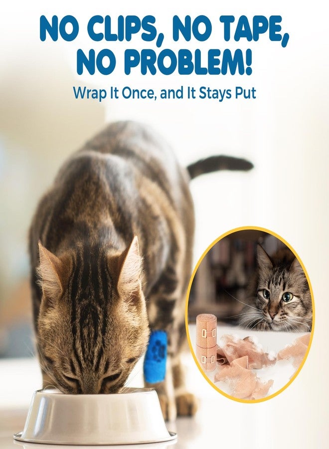 SunGrow Cat Self-Adhesive Bandage, Wound Care, Cuts, Post-Surgery, Hot Spots, 2”(W), Stretchable from 4” to 7”, Breathable Vet Wrap Gauze, 2 Rolls Per Color (Yellow, Blue, Green), 6 Pcs Per Pack - Image 5