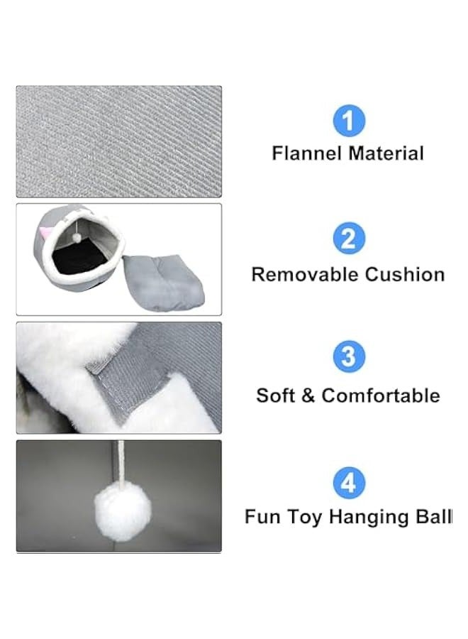 TRASSLE Cat Beds for Indoor Cats, Semi-Enclosed Cat Cave Bed with a Plush Ball Large Space for Cats to Sleep Soft and Comfortable Covered Cat Bed with a Washable and Detachable Mat - Image 2