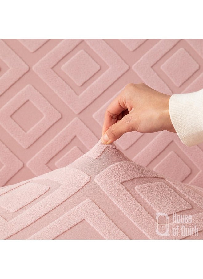 HOUSE OF QUIRK House of Quirk Universal Double Seater Jacquard Fabric Diamond Texture Sofa Cover 220 GSM Soft Touching Cover for Couch Flexible Stretch Sofa Slipcover (Pink, 145-185CM)  - Image 2
